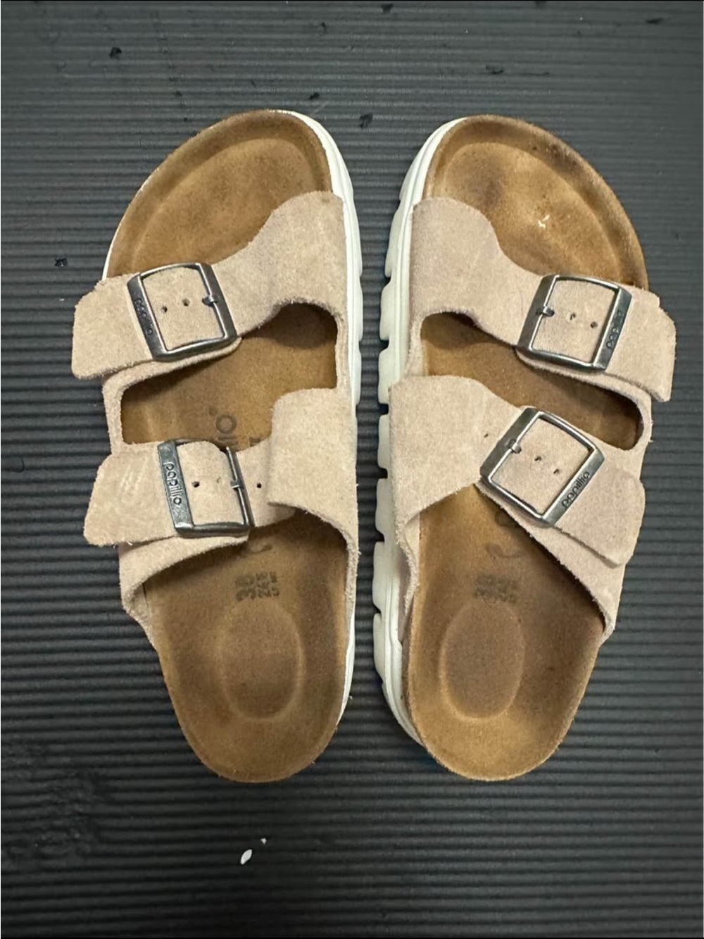 Papillio by Birkenstock Arizona Platform Suede Sandals – Size 38